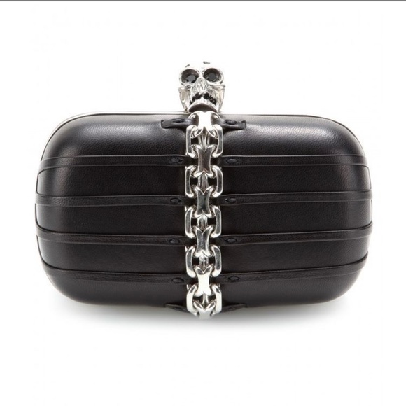Alexander McQueen Handbags - Alexander McQueen lambskin leather skull chain box clutch